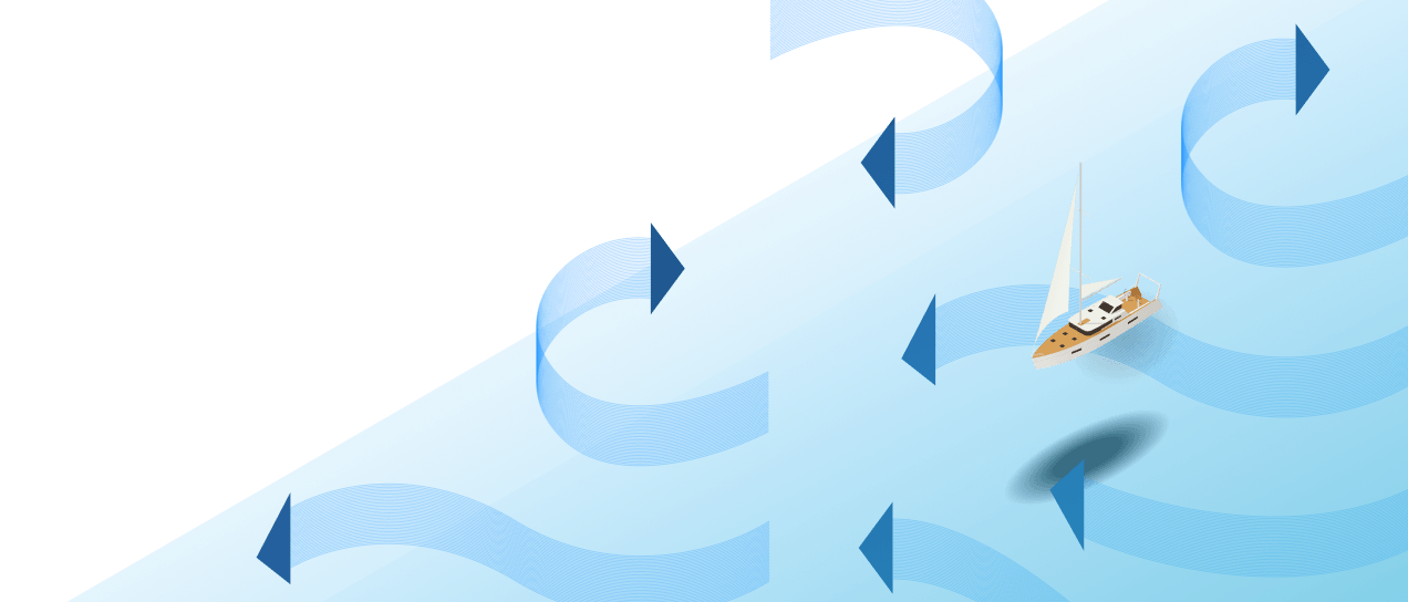 Wind arrows and ship sailing